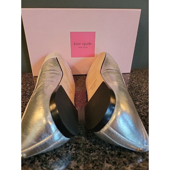 KATE SPADE NEW YORK Honey Metallic Leather Ballet Flats SZ 9.5 B New In Box NIB - Picture 4 of 13